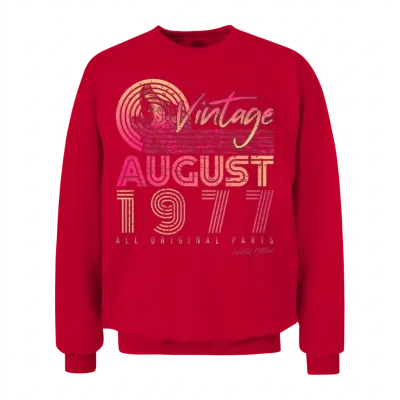 Retro 1977 in August Unisex Sweatshirt - Red