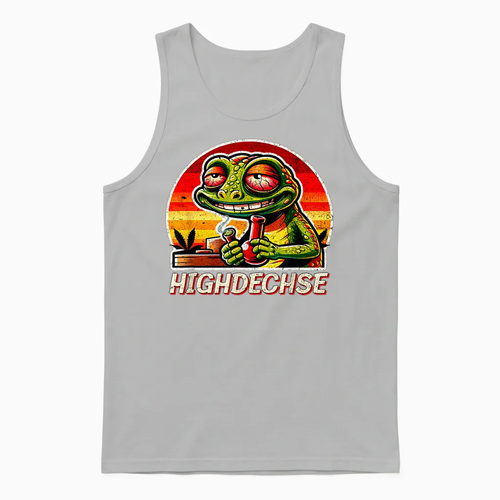 Cannabis Legalisation Kiffen Funny Lizard T-Shirt, Black Unisex Tank Top in Ash