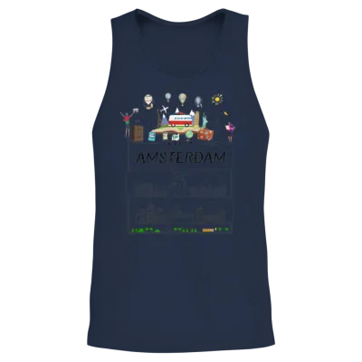Unique Amsterdam Netherlands Travel Guide City Map Unisex Tank Top - Navy