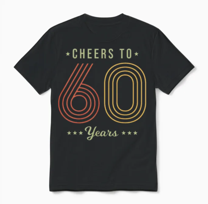 60th Birthday Vintage - Cheers to 60 Years Unisex T-Shirt in Black