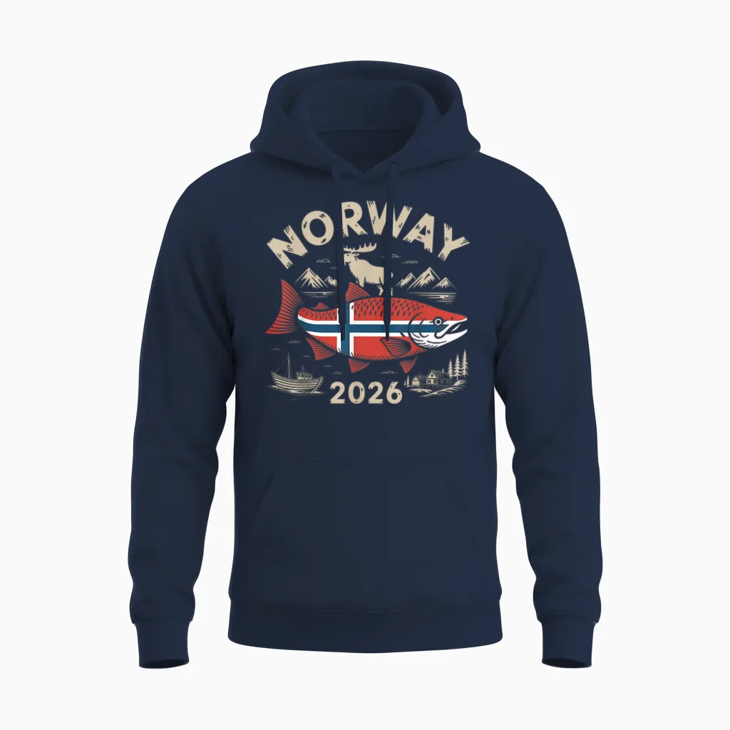 Norwegen 2026 Tour Angeln Unisex Hoodie in Navy