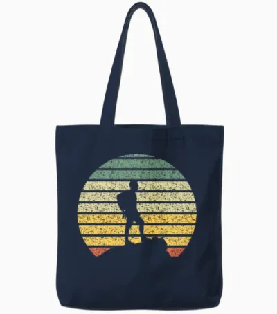 Hiking Silhouette Vintage Tote Bags - Navy