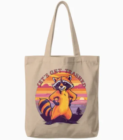 Funny Raccoon Retro Vintage Tote Bags - Natural
