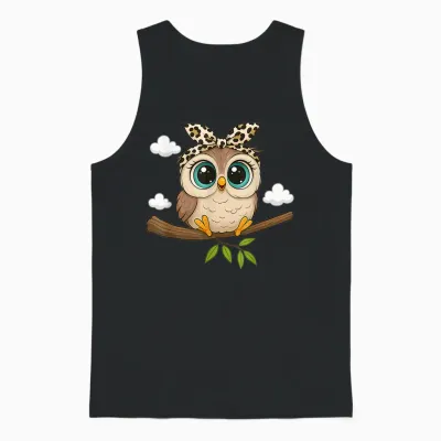 Niedliche Eule Mit Schleife, Leopardenmuster, Lustige Tierkunst Unisex Tank Top - Black