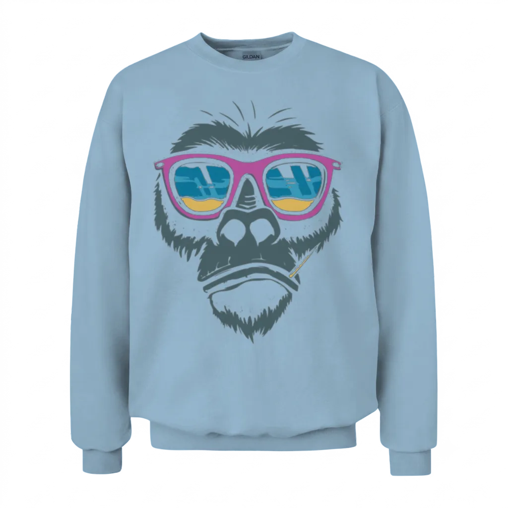 Funny Cool Monkey Unisex Sweatshirt - Light Blue