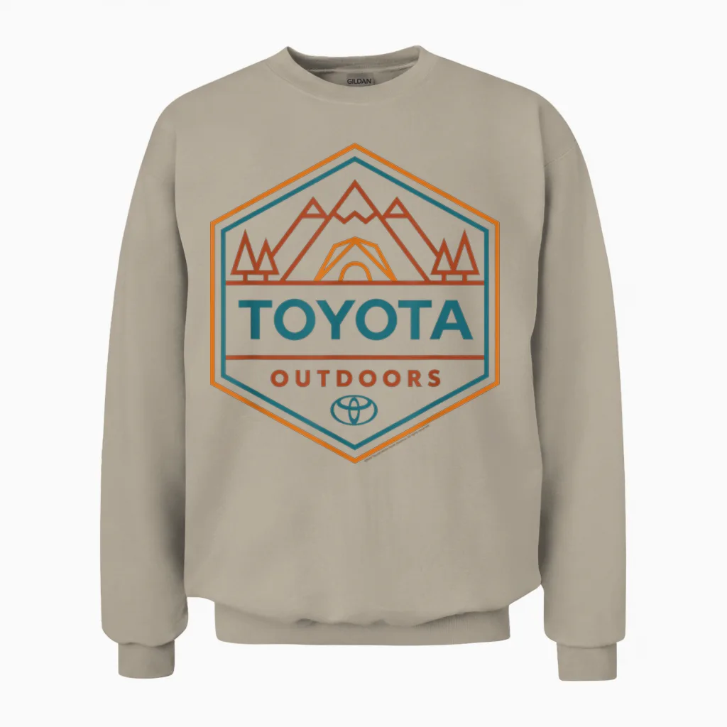 Toyota Outdoors Art Line Big Chest Logo Unisex Sweatshirt in Sand