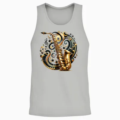 Saxophon Symphonie Violinschlüssel Blues Musikliebhaber Unisex Tank Top - Ash