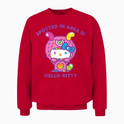 Hello Kitty Spotted in Area 51 Alien Sighting Unisex Sweatshirt - Red