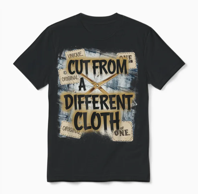 Cut from a Different Cloth Tshirt Men Women Urban Hip Hop Unisex T-Shirt in Black