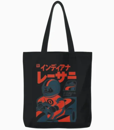 Defunct Japanese Style Indianapolis Racers Hockey Tote Bags - Black