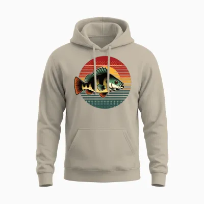 Perch Retro on a Retro Sunset Unisex Hoodie - Sand
