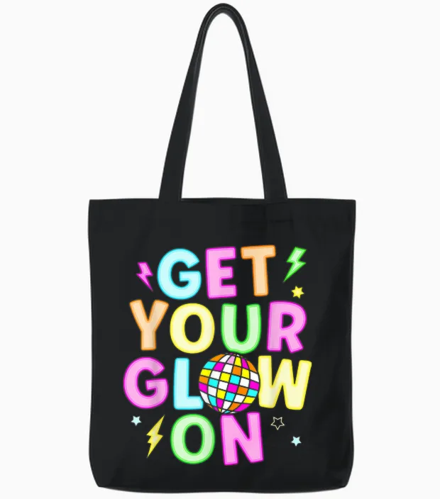 Get Your Glowing on in My Glowing Era Team Party Matching Tote Bags in Black