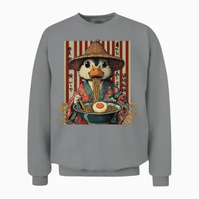 Backprint Japan Aesthetic Ramen Nudeln Urban Streetwear Unisex Sweatshirt - Sport Grey
