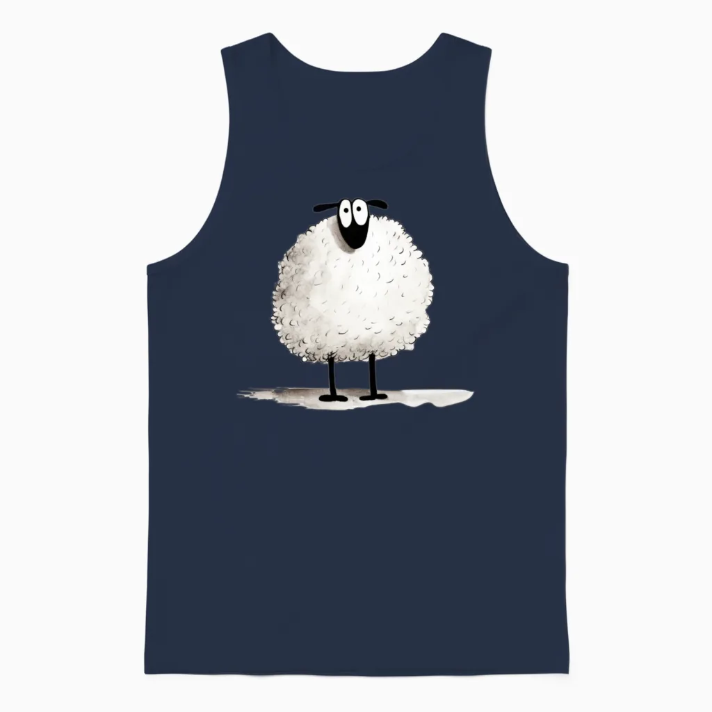Funny Sheep Unisex Tank Top in Navy