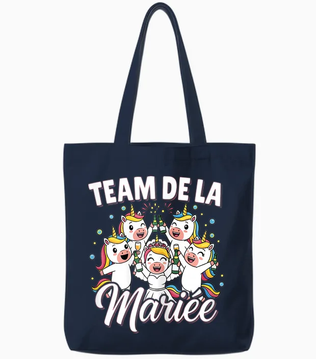 Team De La Bride - Evjf Women's Unicorn Bride to Be Tote Bags in Navy