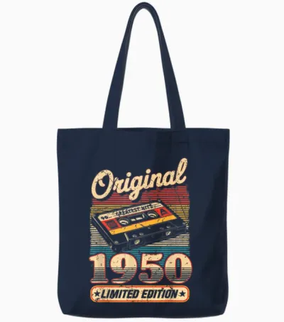 Original 1950 Vintage Birthday 75 Years for Men Women Tote Bags - Navy