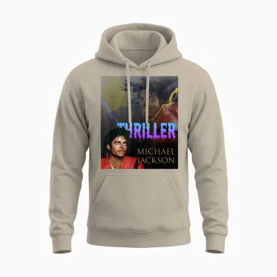 The King of Pop Mj-067 Thriller T-Shirt, Unisex Erwachsene, Michael Jackson Fans, Pop Culture Enthusiasts, Various Ages, Schwarz, S Unisex Hoodie - Sand
