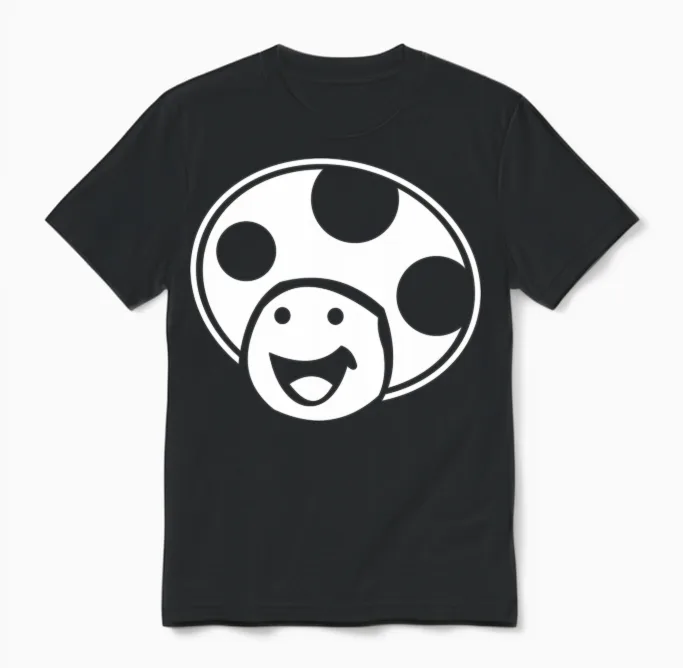 Head Mushroom Funny Unisex T-Shirt in Black