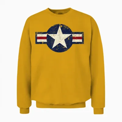 Millésime 1947 à Présent Style Aviation Militaire Américaine Roundel Unisex Sweatshirt - Gold