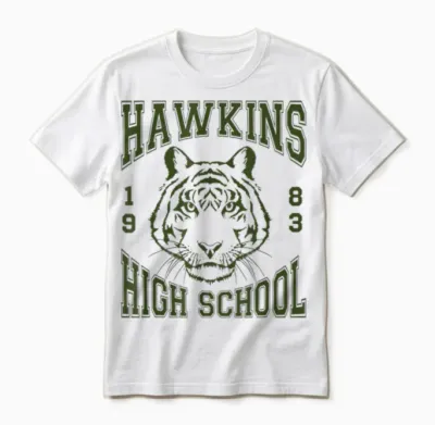 Stranger Things Hawkins High School Tiger 1983 Unisex T-Shirt - White