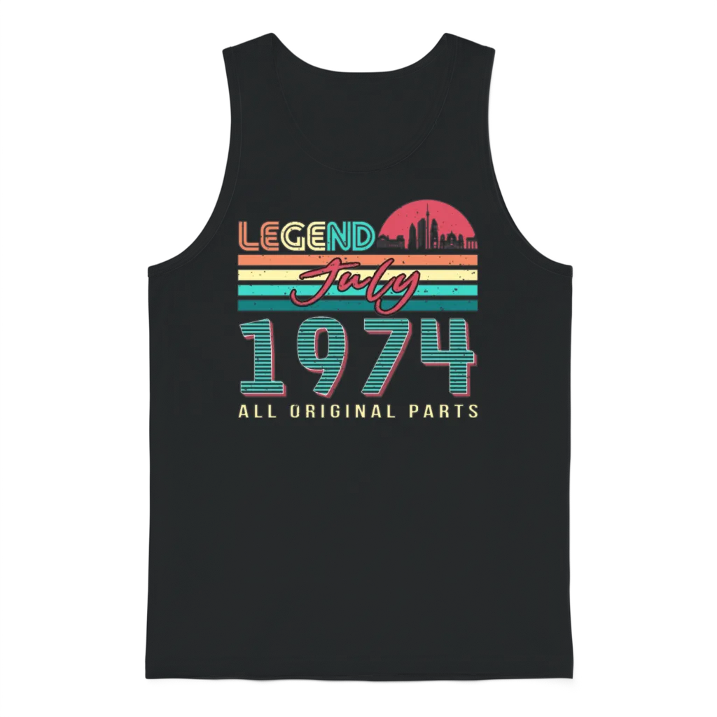 Vintage in July 1974 Unisex Tank Top - Black