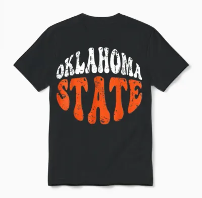 Oklahoma State Tee.retro Vintage Distressed Design American Unisex T-Shirt - Black