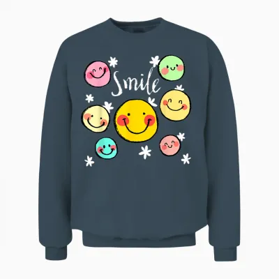 Cool Silhouette Happy Smile Face Illustration Graphic Design T-Shirt, Black, S Unisex Sweatshirt - Dark Heather