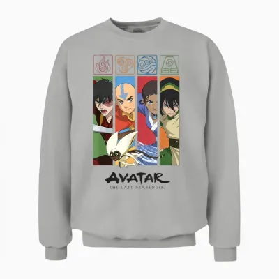 Avatar: the Last Airbender Four Elements Benders Box Panels Unisex Sweatshirt - Ash
