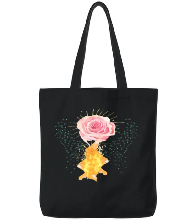 The Glowing Rose in the Fire Tote Bags - Black