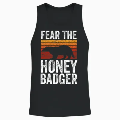 Retro Fear the Honey Badger Unisex Tank Top - Black