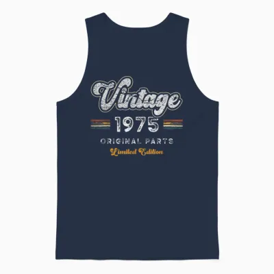 Vintage 1975 Original Parts 50th Birthday Unisex Tank Top - Navy