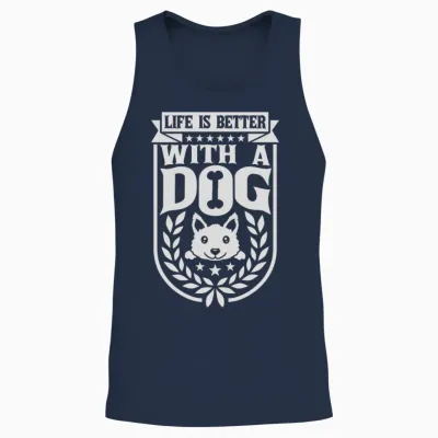 Better with a Dog Unisex Tank Top - Navy