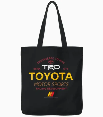 Toyota Engineered to Win Motor Sports Racing Distressed Logo Tote Bags - Black