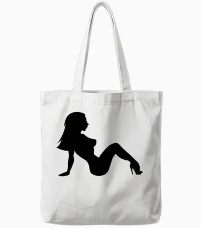 Sexy Retro Mudflap Girl Tote Bags - White