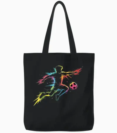 Children's Football T-Shirt with German Text, Black, S Tote Bags - Black