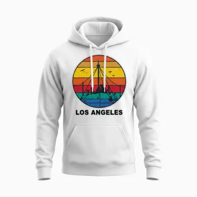 Los Angeles Retro Unisex Hoodie - White