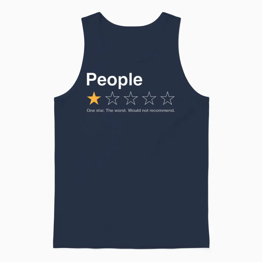 People One Star Rating Would Not Recommend Introvert Unisex Tank Top in Navy