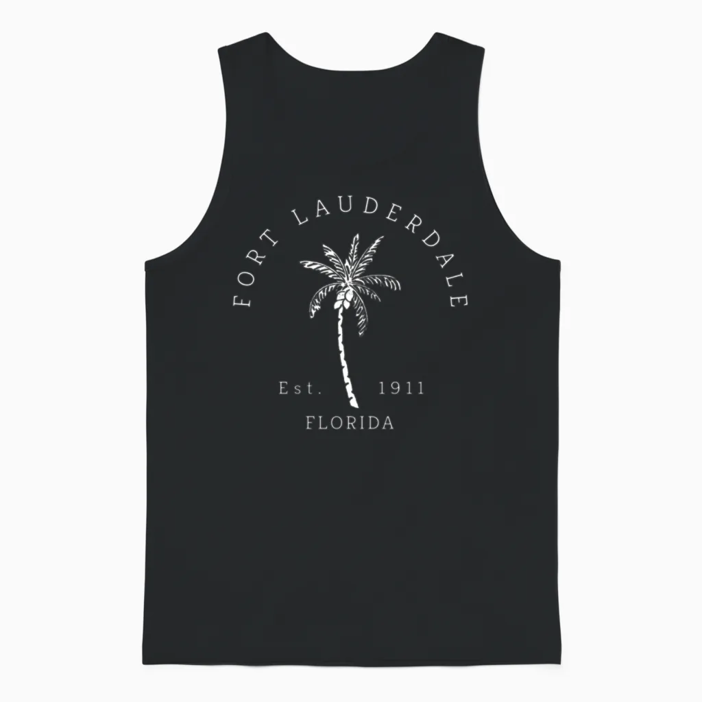 Original Fort Lauderdale Palm Tree Novelty Unisex Tank Top in Black