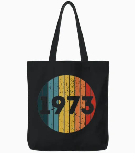 Vintage 1973 Retro Tote Bags in Black