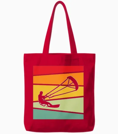 Kite Surfing Retro Tote Bags - Red