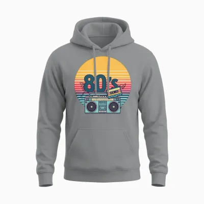 Retro 80s Unisex Hoodie - Sport Grey