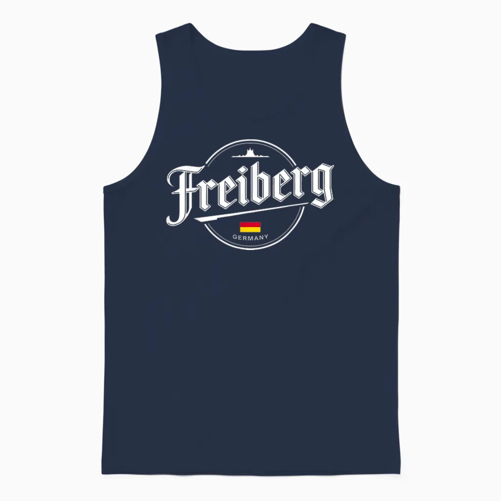 Freiberg Germany City Travel Vintage Style Unisex Tank Top in Navy