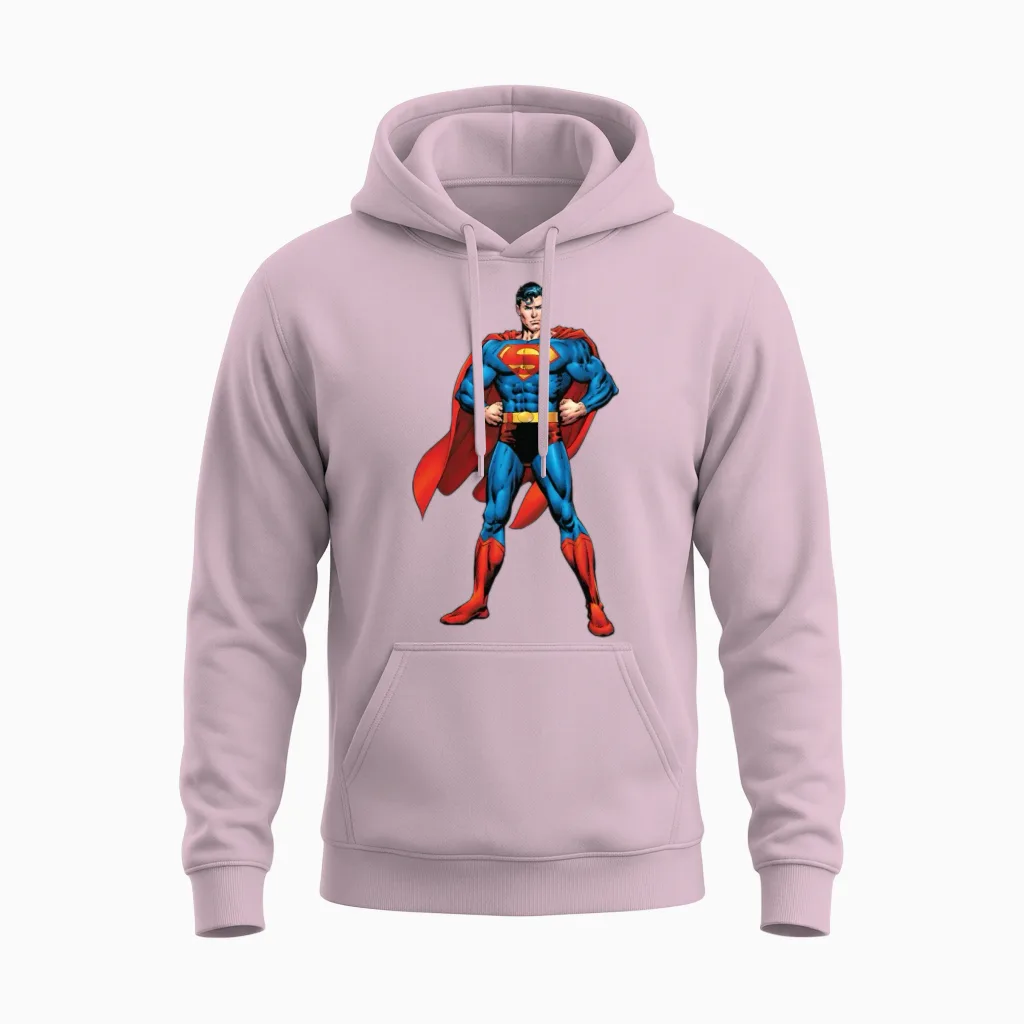 Superman Classic Pose Unisex Hoodie in Light Pink