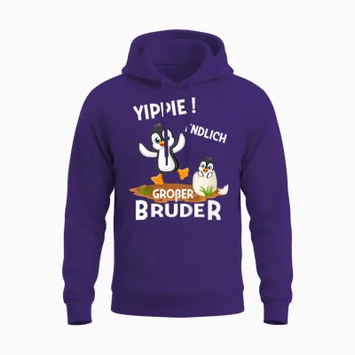 Kinder Endlich Großer Bruder Sohn Geschwister Pinguin Unisex Hoodie - Purple
