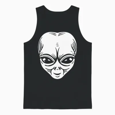 Funny Alien Unisex Tank Top - Black