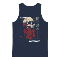 Skull Grunge Aesthetic Roses Japanese Gothic Soft Unisex Tank Top - Navy – 1