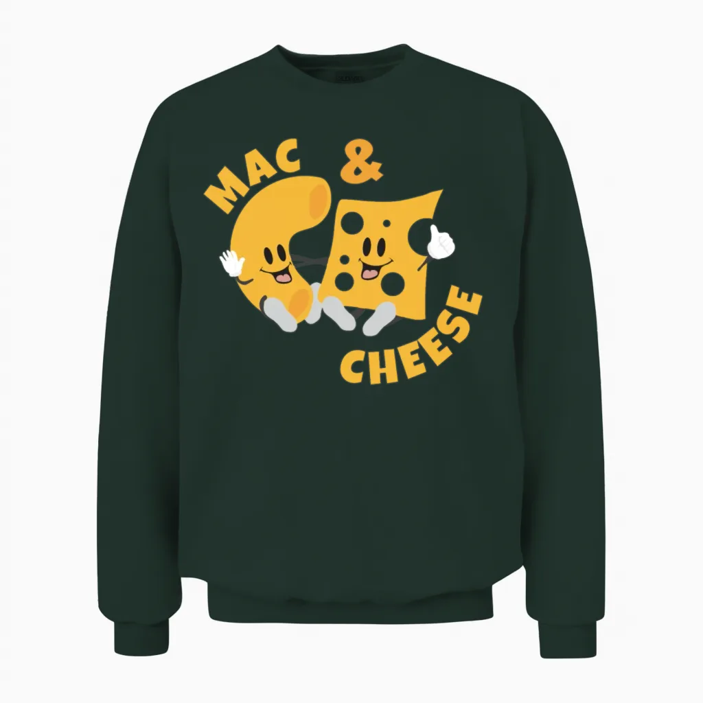Cheese Mac & Cheese Funny Gift Idea Unisex Sweatshirt in Forest