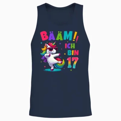 17th Birthday Boy Girl Party Outfit Unicorn Gifts T-Shirt, Black Unisex Tank Top - Navy