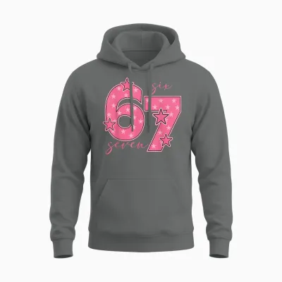 67 Meme Six Seven Gen Alpha Slang Cute Pink 6 7 Girls Unisex Hoodie - Graphite Heather