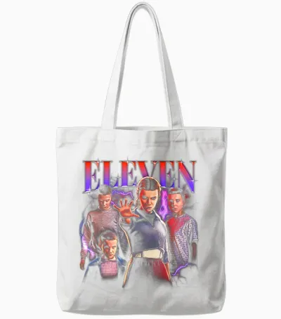 Stranger Things Eleven Heartthrob Officially Licensed Tote Bags - White